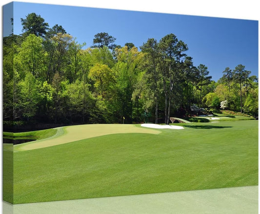 Augusta National Golf Club 11th Hole Wall Art - Augusta Golf Course Wall Art for Living Room Bedroom Bathroom - Augusta Golf Course Picture Poster Canvas Prints Framed Ready to Hang(24''H x 36''W)