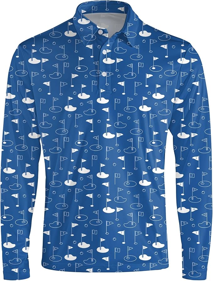 Men's Long Sleeve Golf Shirt Quick Dry 3 Button Work Fishing Outdoor Casual - Image 3