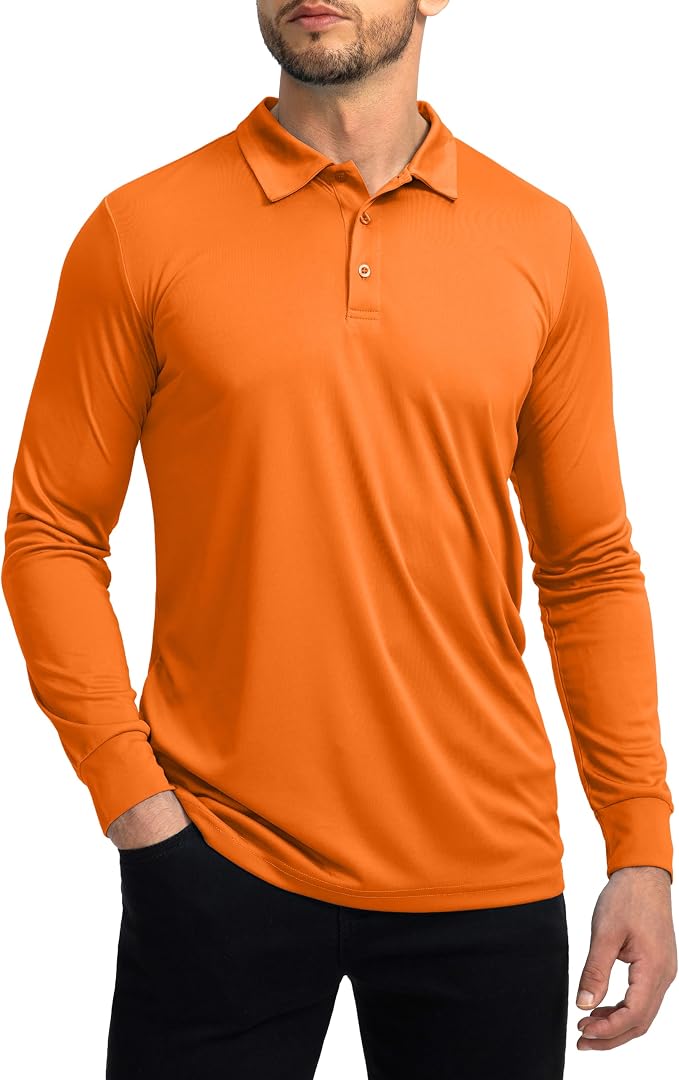 Men's Polo Shirt Long Sleeve Golf Shirts Lightweight UPF 50+ Sun Protection by GGradual