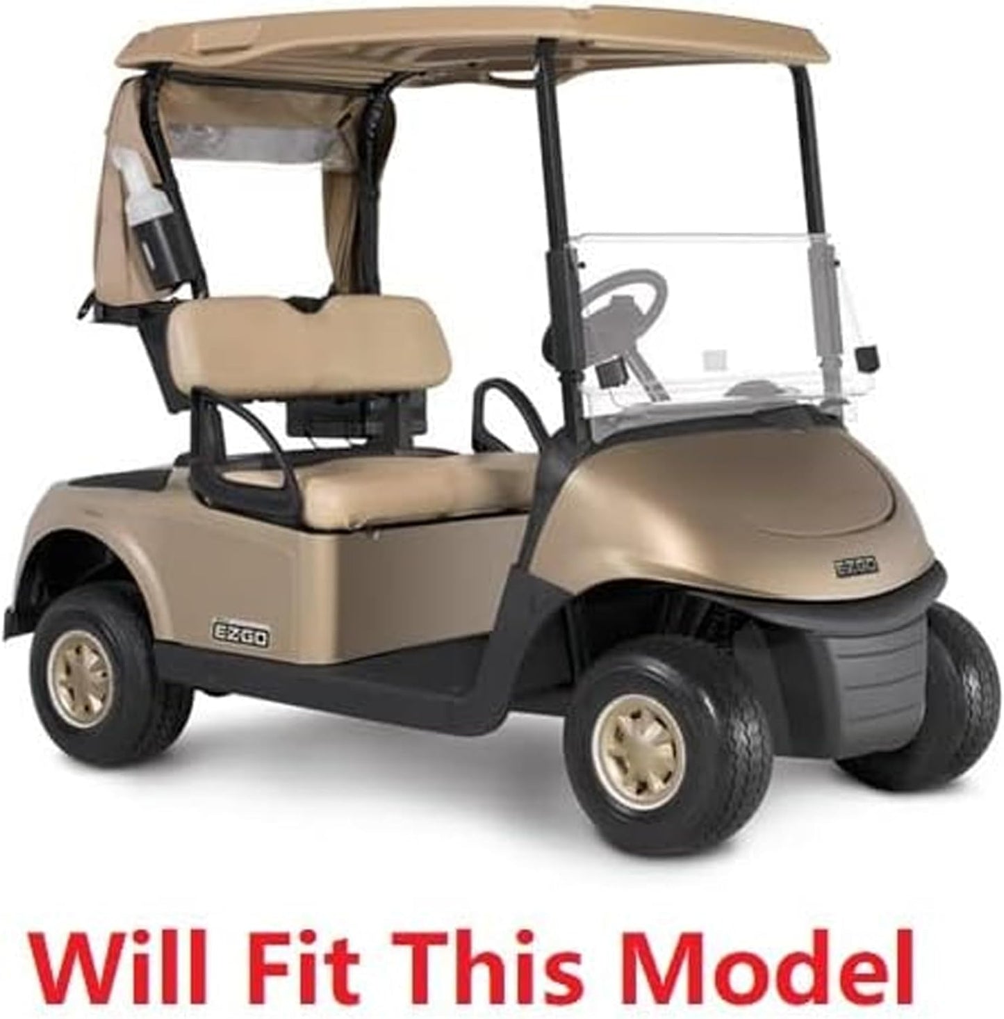 Huskey Parts Company Golf Cart Seat Cushion Set for EZGO RXV 2008-Up, Black Color, Front Seat Lean Back & Bottom Replacement with Mounting Hardware & Hinges