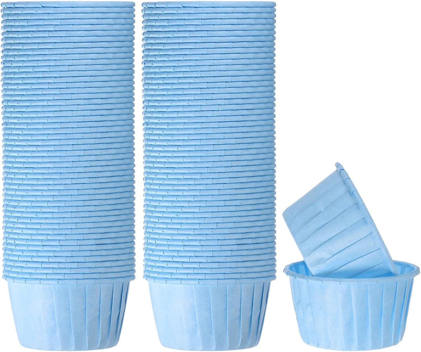 HARFINGTON 100Pcs Cupcake Baking Cups 3.5oz Standard Size Paper Cupcake Liners Greaseproof Wrappers Disposable for Wedding Birthdays Christmas Dessert, Blue