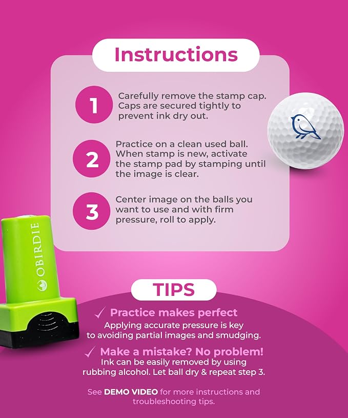 Self-Inking Golf Ball Stamp | Chic & Fun Golf Ball Stamper | Fast-Drying - Image 6