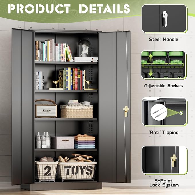 SUNCROWN 72" Metal Storage Cabinet - Image 7