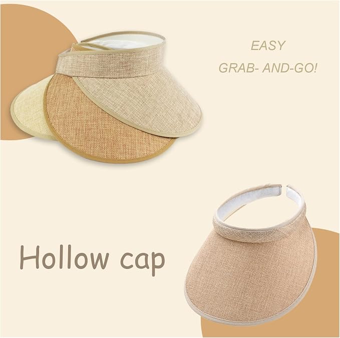 Cloth Covered Slip-On Visor for Women, Adjustable Cap Sports Sun Visors for Men - Image 2