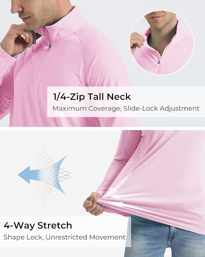 Boladeci Men's UPF 50+ Sun Shirts 1/4 Zip Long Sleeve SPF UV Protection - Image 5