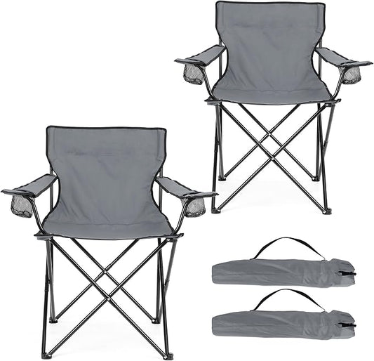HaSteeL Camping Chair for Adults, Folding Beach Chair Set of 2, Large Foldable by HaSteeL