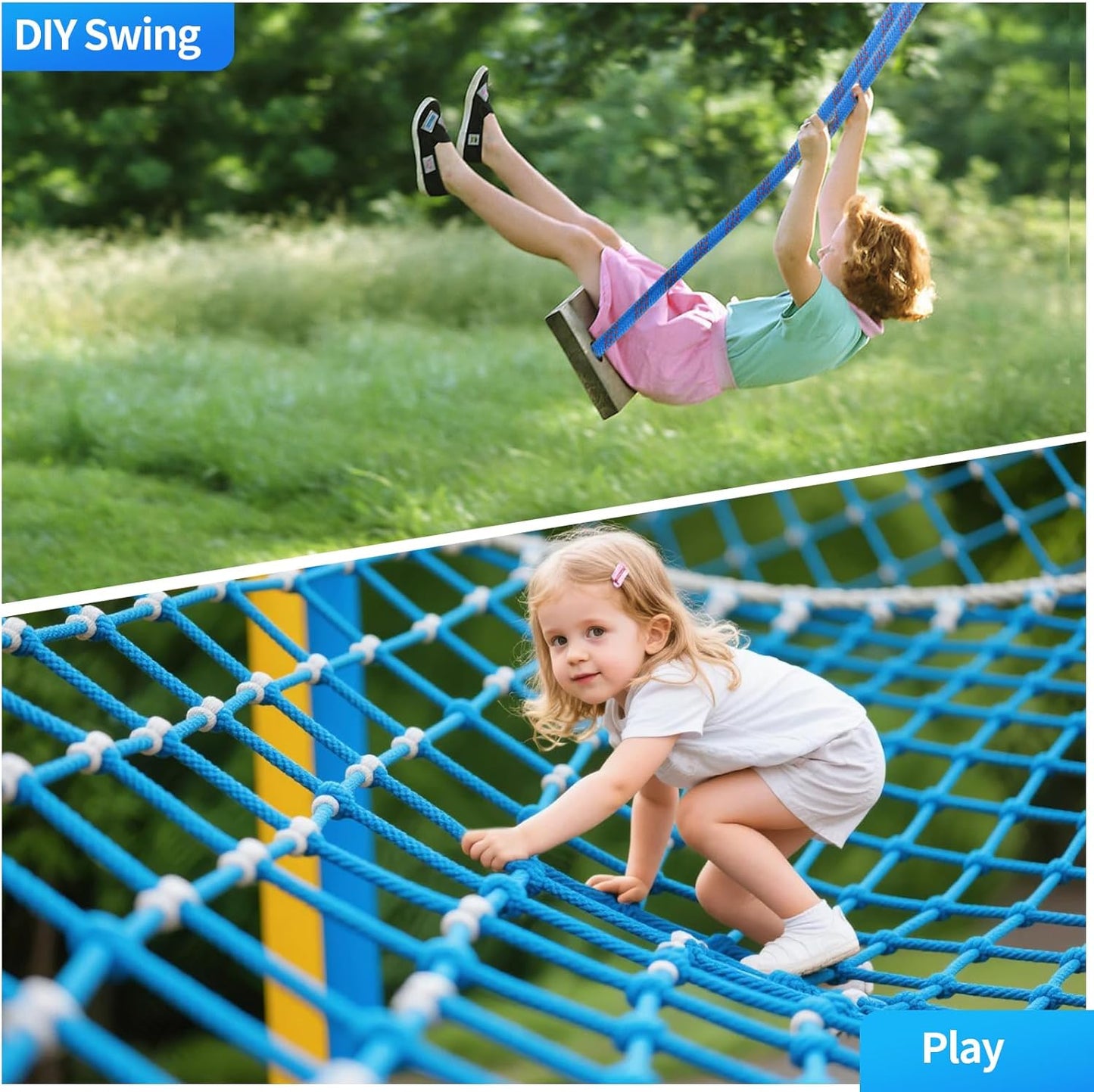 150Ft 1/2 Inch Heavy Duty Climbing Rope - for Tree Swing, Pulling, Outdoor & Gym Use (Blue)