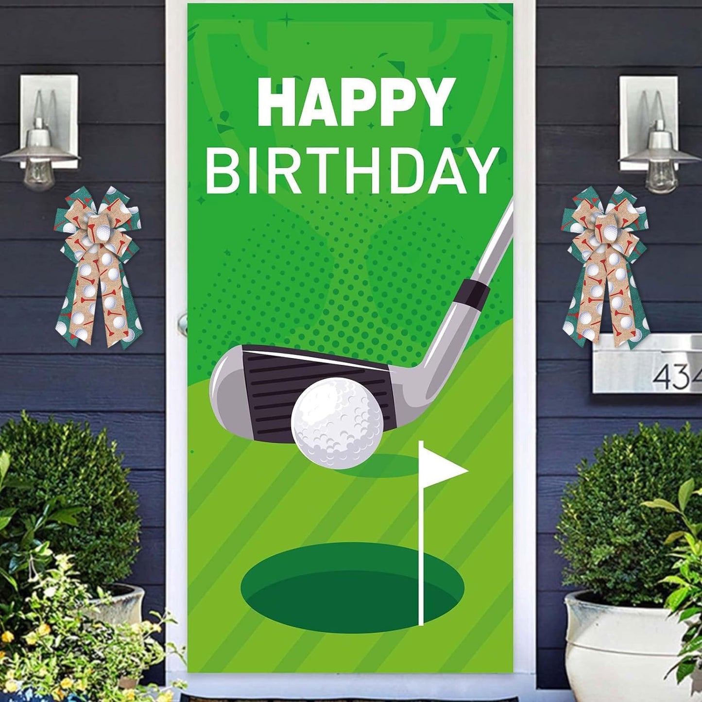 2.5''x 10 Yards Golf Ball Wired Ribbon for Wreath Bows DIY Crafts Golf Tees Ribbon Sports Ball Burlap Ribbons for Wrapping Cheerleaders Party Home Decoration