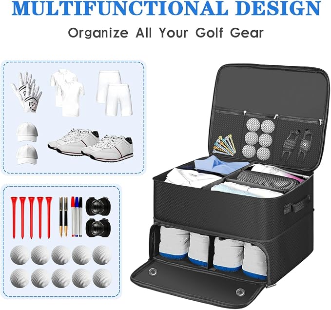 Golf Trunk Organizer for Car, Foldable Golf Storage Box - Image 2