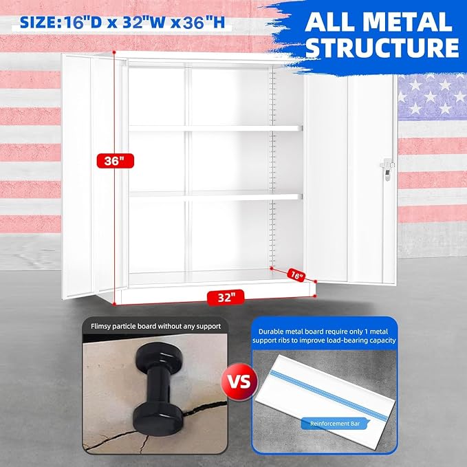 INTERGREAT Metal Garage Storage Cabinet, Small Steel Cabinet - Image 3