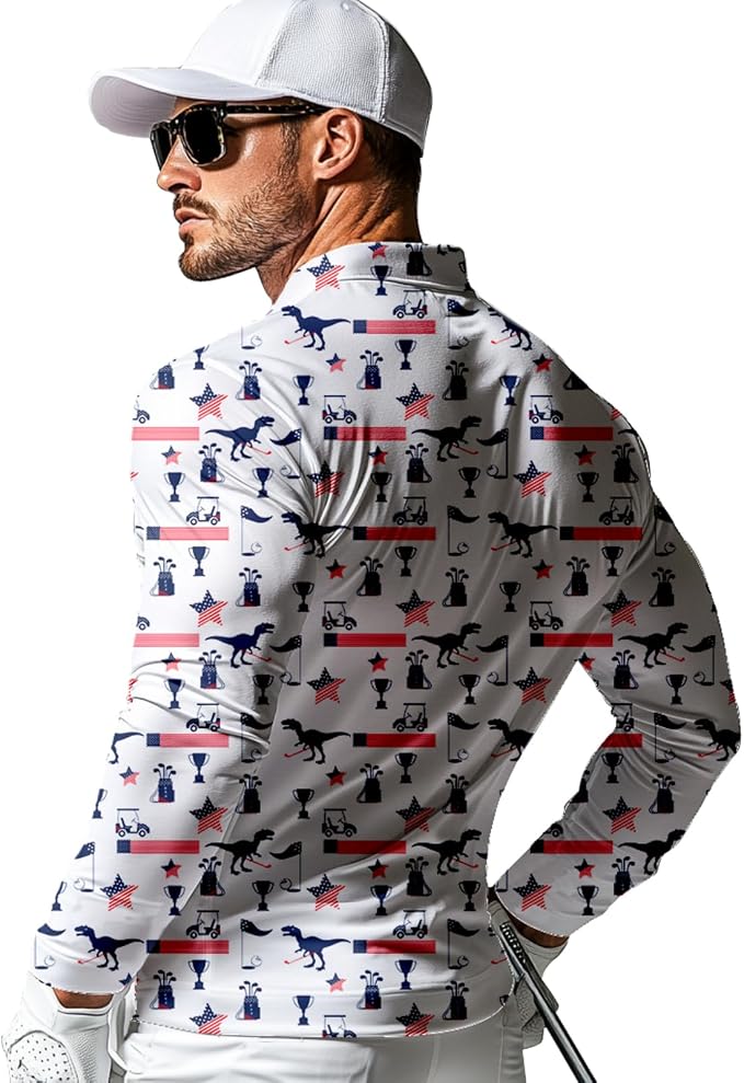 Men's Long Sleeve Golf Shirt Quick Dry 3 Button Work Fishing Outdoor Casual - Image 2