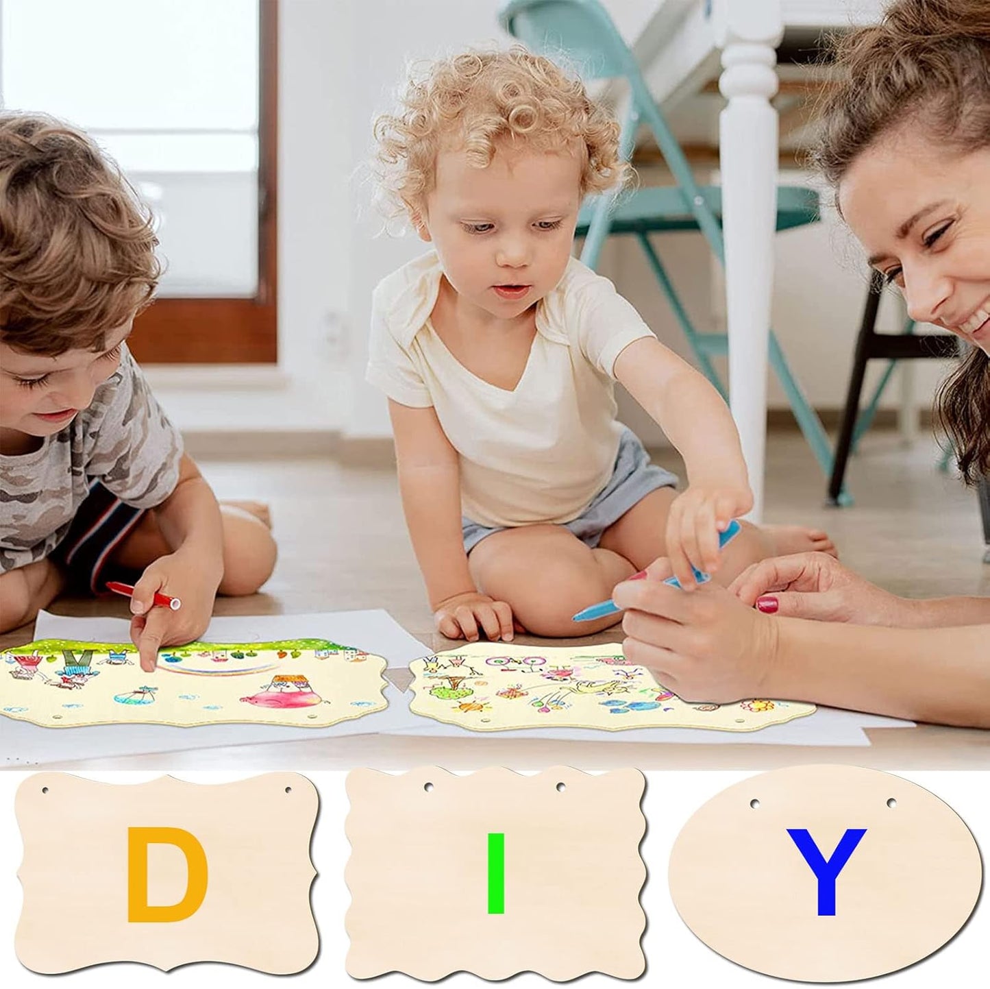 12Pcs Unfinished Wood Crafts, Rectangle-Shaped Wood Plaques for Carfts, Door Hanger, Burning, Painting, DIY Wooden Sign Crafts Holiday Christmas Thanksgiving Day Home Decor, 8.8 x 5.7 Inches