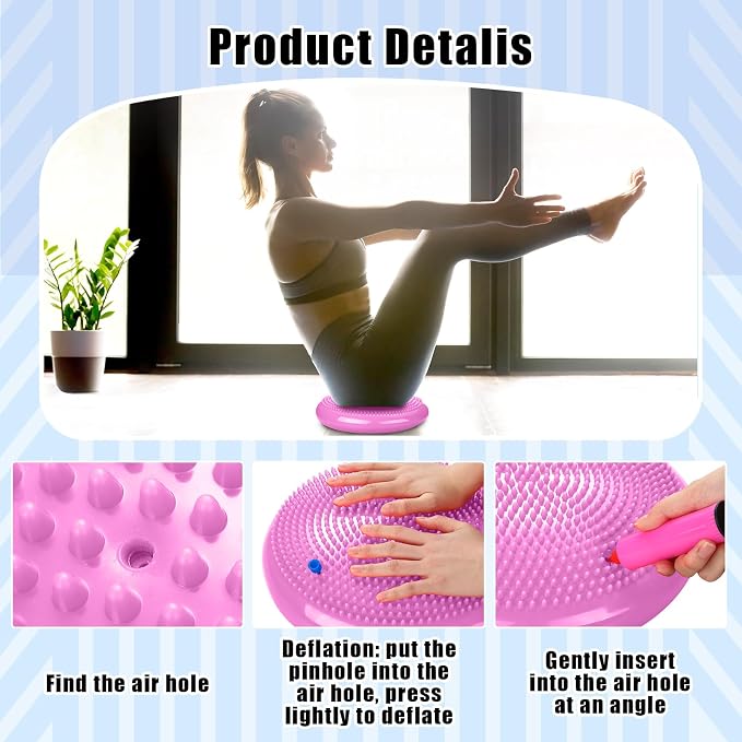 2 Pcs Wiggle Seat Inflated Wobble Cushion Flexible Balance Disc - Image 3