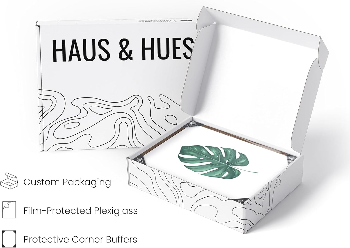 HAUS AND HUES Plant Wall Art - Botanical Prints, Green Wall Art Set, Plant Pictures, Leaves Paintings, Minimalist Sage Green Decor (8x10, Walnut Frame)