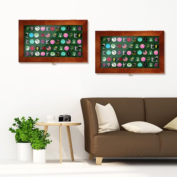 40 Golf Ball Marker Display Case Full Magnetic Backing 15.5" W x 9.5" H Wall - Image 4