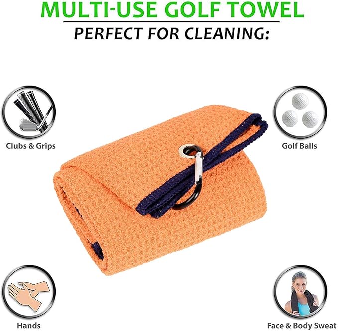 Golf Towels, Microfiber Waffle Pattern Tri-fold Golf Towel - Image 2