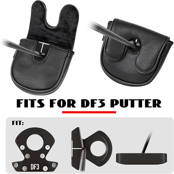 Craftsman Golf Leather Black Mallet Putter Headcover Head Cover Protector Case - Image 3