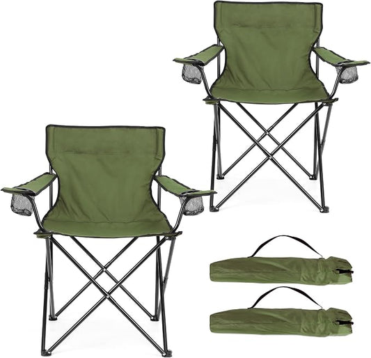 HaSteeL Camping Chair for Adults, Folding Beach Chair Set of 2, Large Foldable by HaSteeL