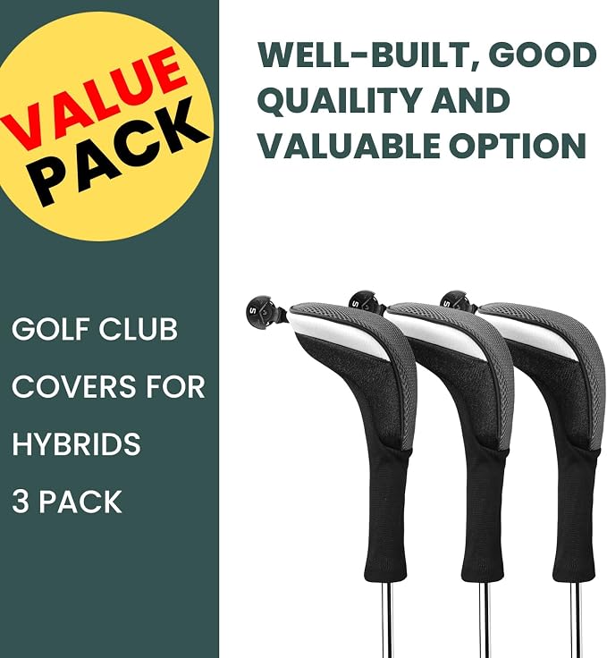 FINGER TEN Golf Club Head Covers Woods Hybrids 1/2/3/4 Pack, Headcovers Men - Image 2