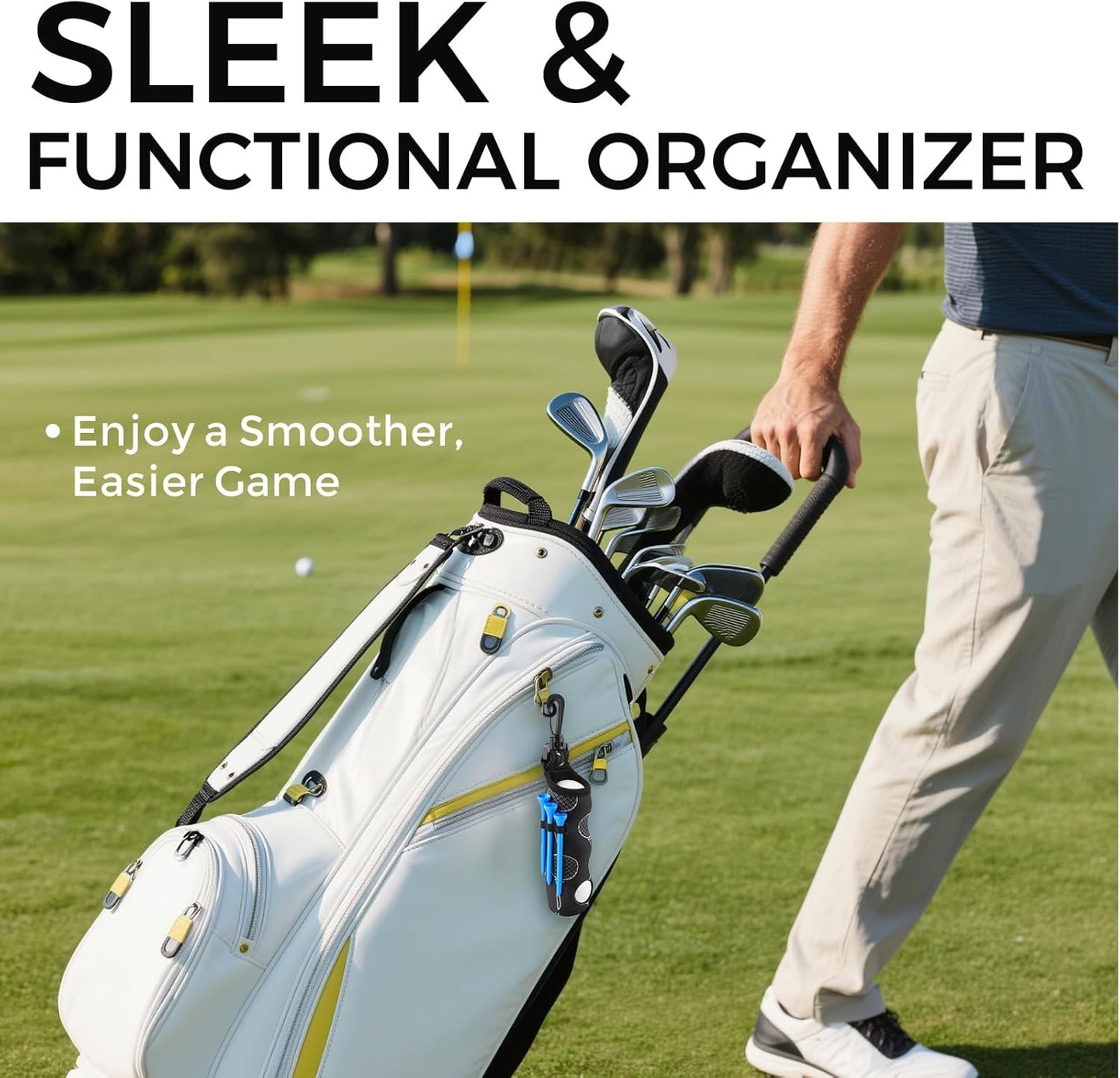 21 Pcs Golf Essentials Kit, Golf Club Cleaning Kit - Golf Club Brush & Golf Towel, Golf Ball Bag & Tees Holder & 2 Sizes Tees, Divot Repair Tool & Ball Marker, Must Haves Golf Accessories