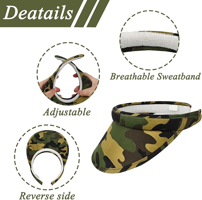 2 Pack Sun Visor Hats Women Men Clip On Wide Brim Visors Hat Outdoor Sports - Image 2