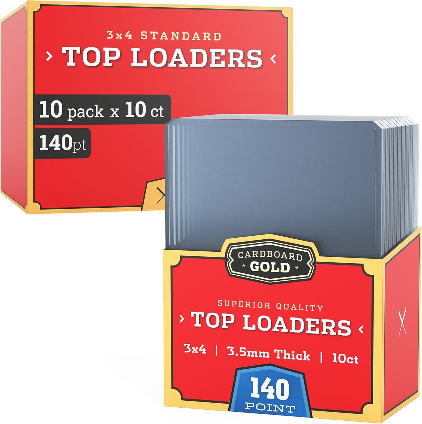 Cardboard Gold - 140pt Top Loaders for Cards - 100 Count - Premium 3x4 Inch Trading Card Toploaders - Protect Your Baseball and Sports Cards with These Crystal Clear Hard Plastic Sleeves Protectors