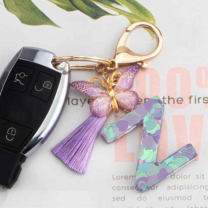 Suweibuke Colourful Cute Initial Letter Keychains - Image 3