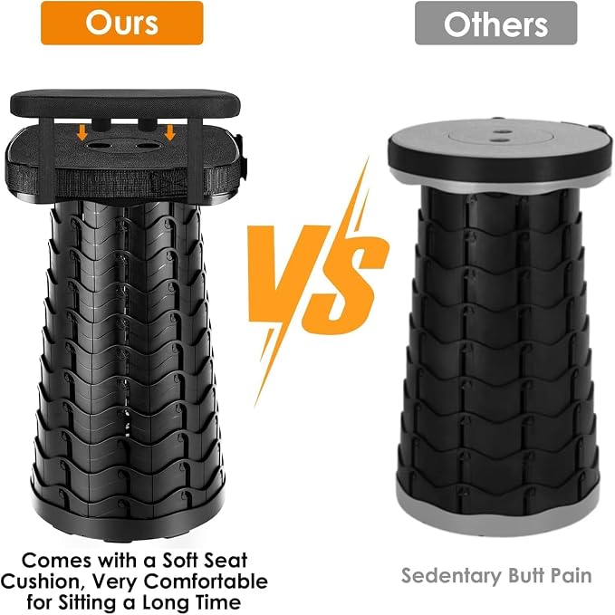 2 Pack Collapsible Stool with Soft Removable Cushion & Waterproof Carry Bag - Image 3