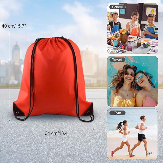 KUUQA 100Pcs Red Drawstring Backpack Bag Sack Drawstring Bags Bulk String Bags - Image 2