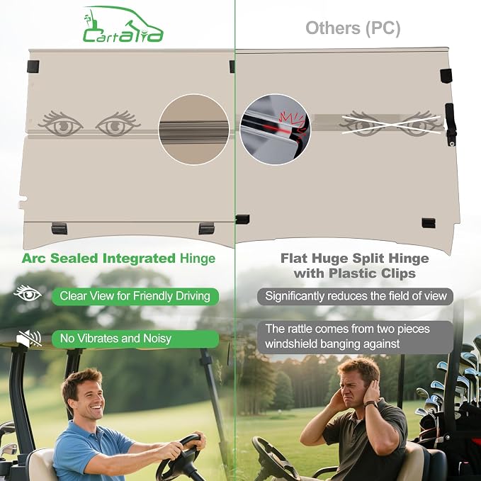 Golf Cart Foldable Windshield 3/16" Thicken Only Fits Club Car Precedent 2004+ - Image 6