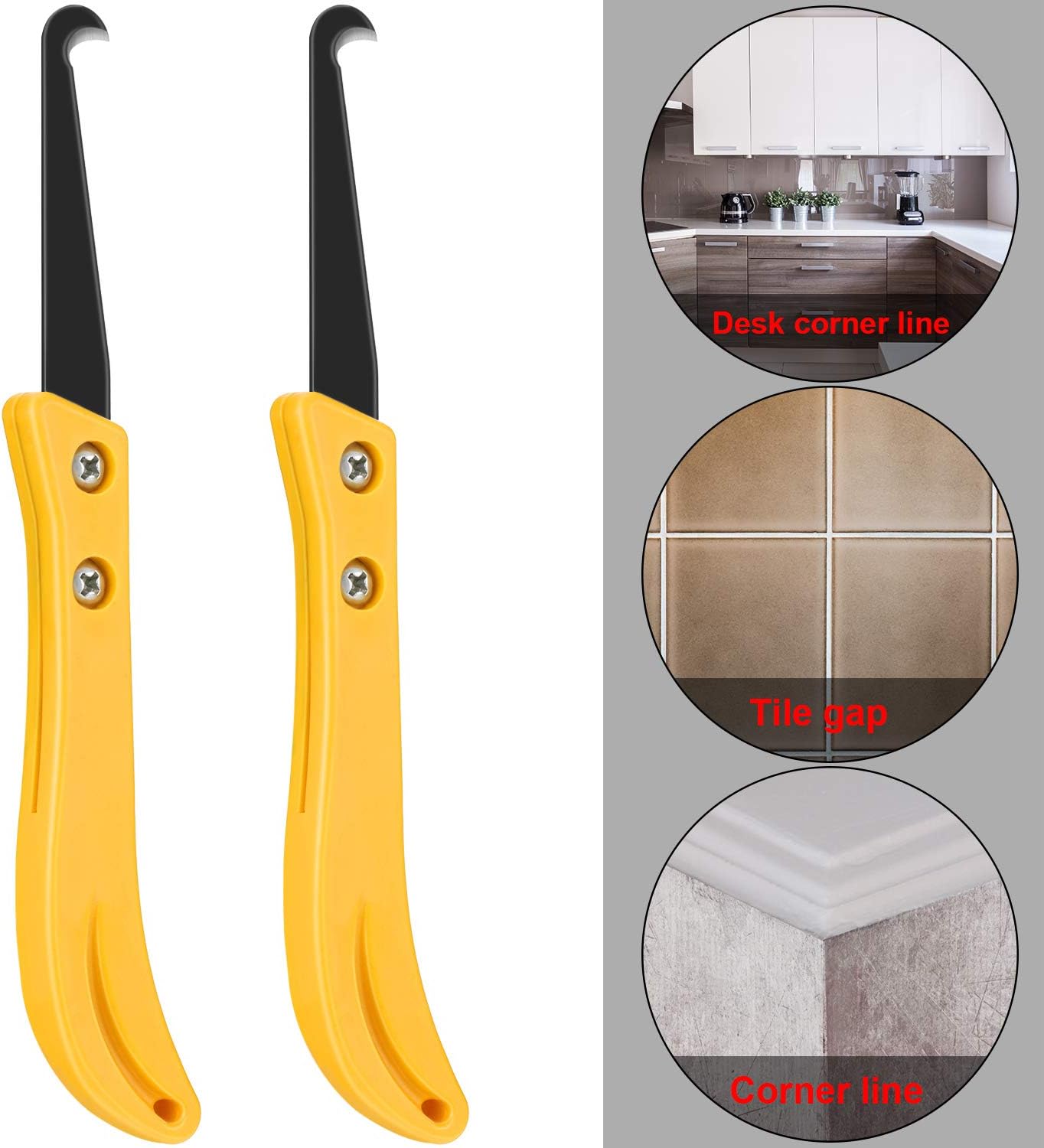 20 Pcs Hook Knife with 2 Pcs Handle, Grout Removal Tool Golf Grip Removal Tool Kit DIY Hook Blade for Regripping Golf Clubs Edges Caulking Accessories Kit