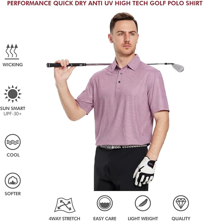 Golf Shirts for Men Dry Fit Short Sleeve Print Performance Moisture Wicking - Image 5