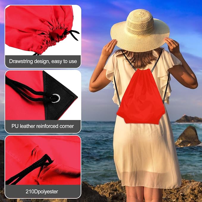 KUUQA 100Pcs Red Drawstring Backpack Bag Sack Drawstring Bags Bulk String Bags - Image 3