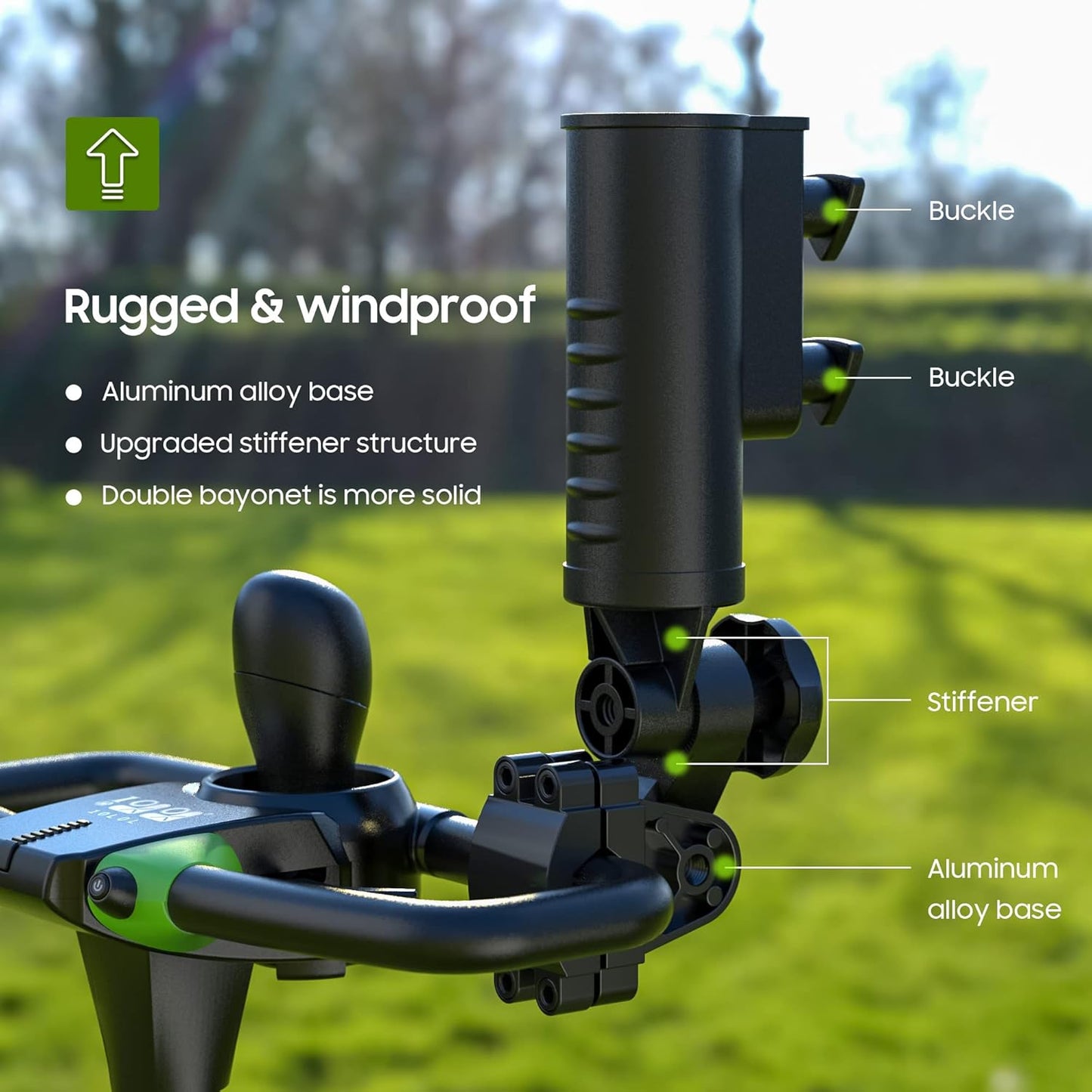 10L0L Heavy Duty Golf Push Cart Umbrella Holder, Aluminium Alloy Base Super Strong Windproof, Universal Umbrella Stand for Mobility Scooter, Stroller, Wheelchair, Beach Chair