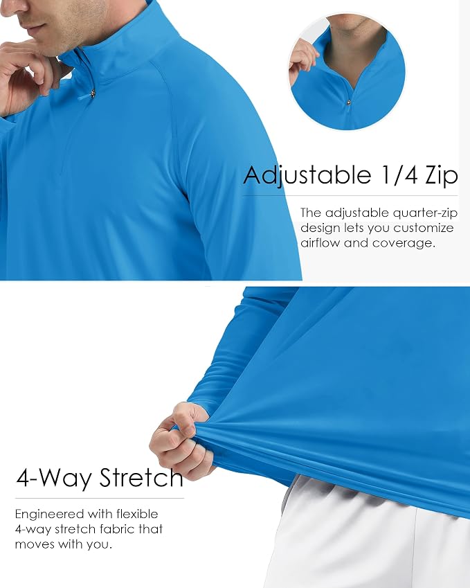 Boladeci Men's UPF 50+ Sun Shirts 1/4 Zip Long Sleeve SPF UV Protection - Image 6
