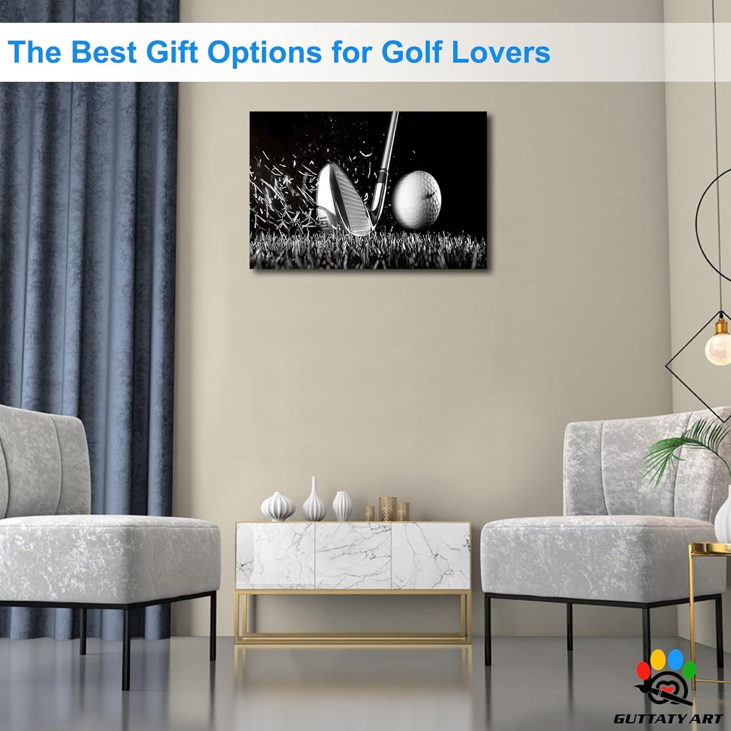 GUTTATY Golf Wall Art, Golf Pictures Posters Canvas Print Wall Decor for Golfer's Man Cave Home Ofice Ready to Hang (12x18 Inches)