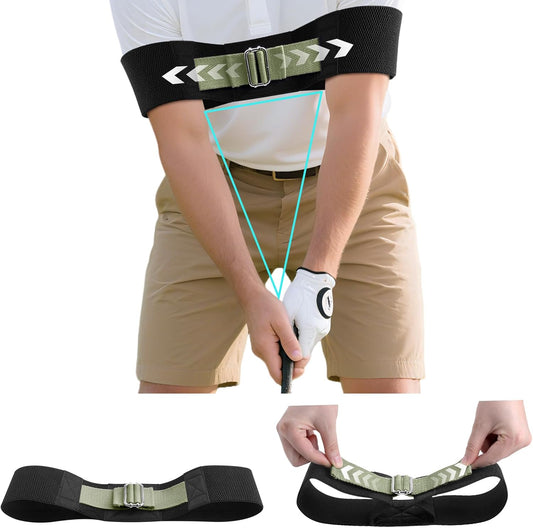 Adjustable Golf Swing Trainer Arm Band-Golf Training Aid with Metal Button for Customized Fit-Enhance Muscle Memory for All Skill Levels-Great Gift for Golfers