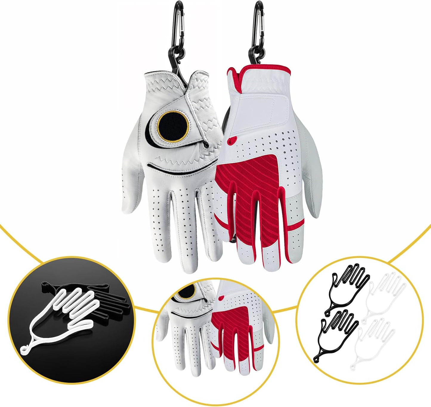 2 Pcs Golf Gloves Stretcher Support Frame Golf Gloves Holder Hanger Keeper Rack Dryer Shaper Tool Support Frame Guardian Hook Accessories Gifts for Men Women Golfer