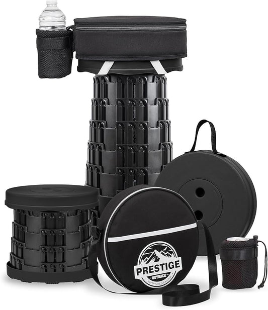 2025 Upgraded Collapsible Stool & 3-in-1 Cushioned Carry Bag, Adjustable Height by PrestigeOutback
