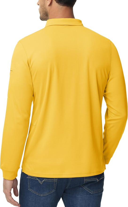 MAGCOMSEN Men's Polo Shirts 3 Button Quick Dry Performance Long Sleeve Tactical - Image 5