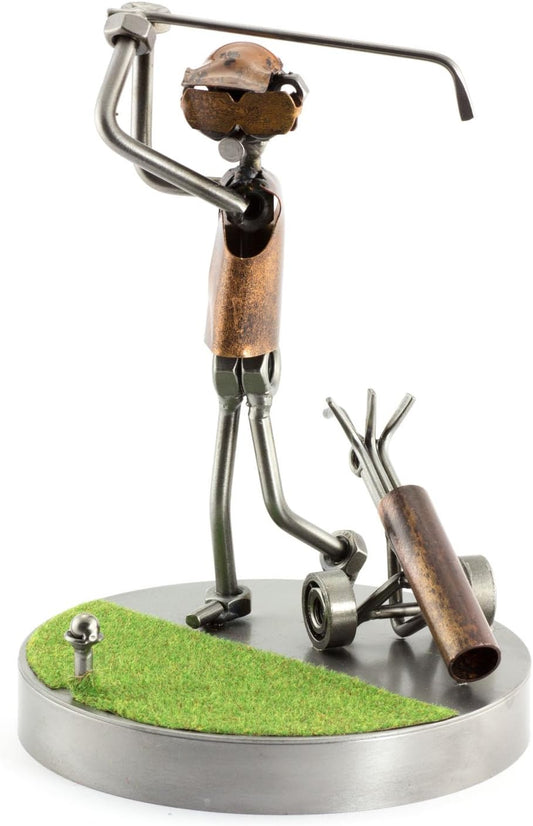 Golf Drive On The Green Sculpture Nuts and Bolts Handmade Ornaments Made in Germany Metal Figurine