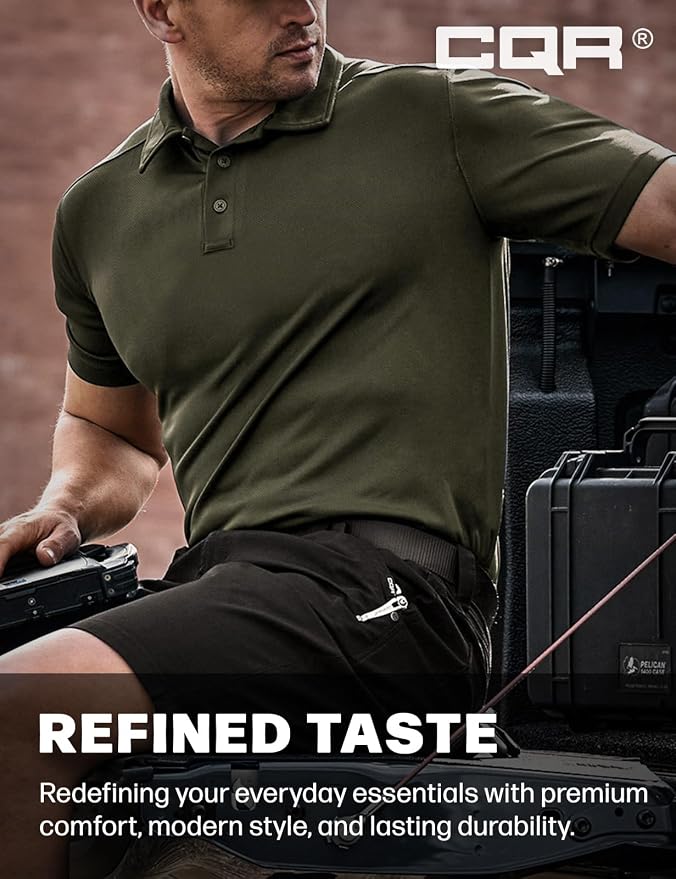 CQR Men's Polo Shirts, Tactical Short Sleeve Golf Performance Shirts, - Image 5
