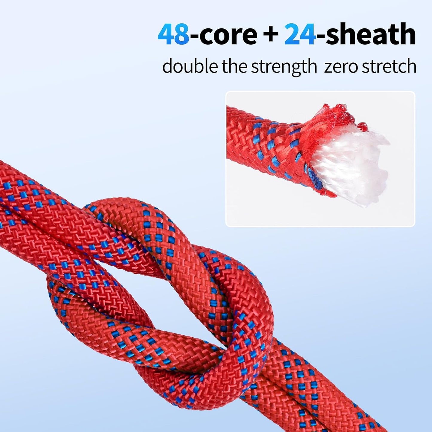 100Ft 1/2 Inch Heavy Duty Climbing Rope - for Tree Swing, Pulling, Outdoor & Gym Use (Red)