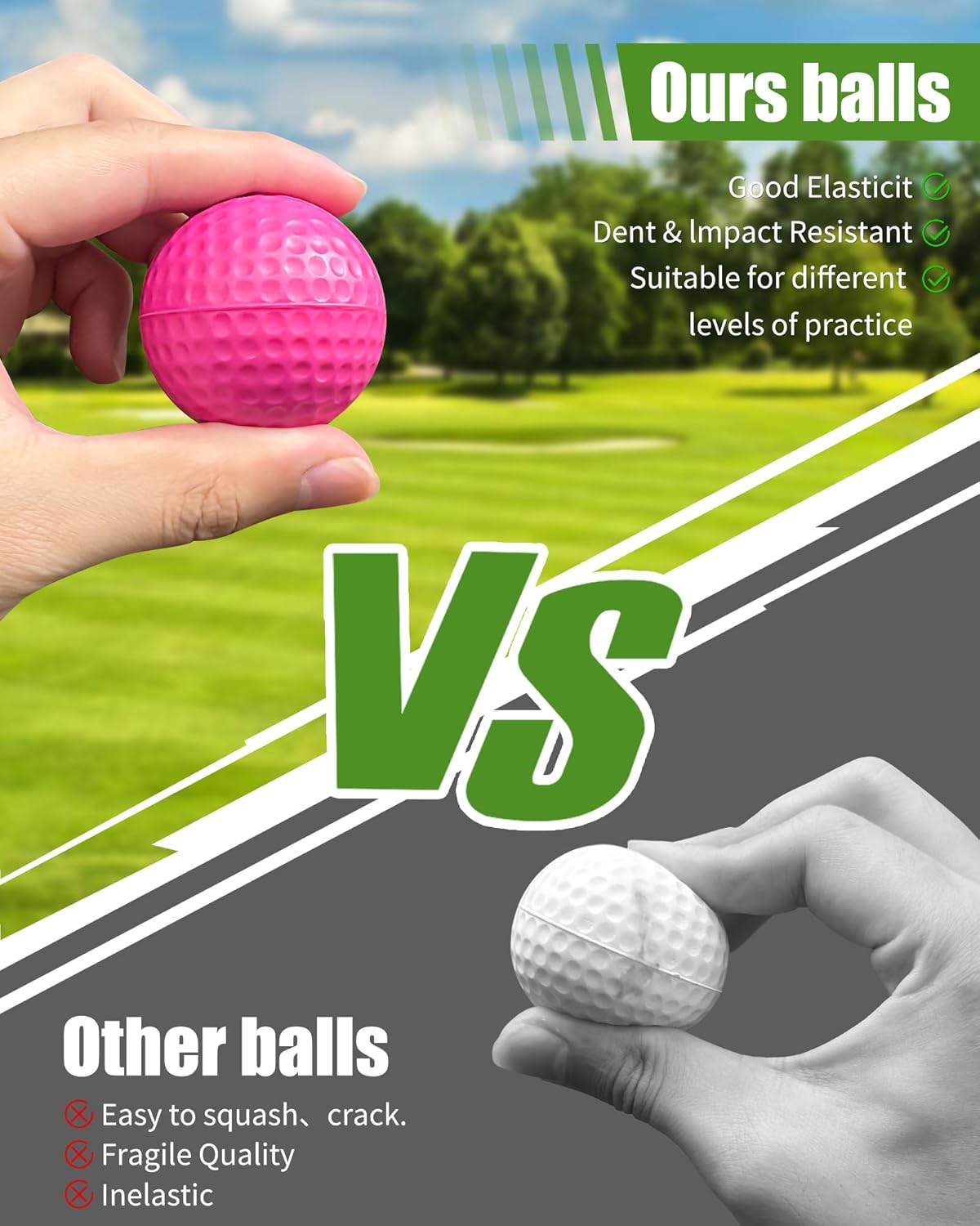 24 Pack Foam Golf Practice Balls,Practice Golf Balls for Backyard,Realistic Feel and Limited Flight Soft Golf Balls for Indoor or Outdoor Training