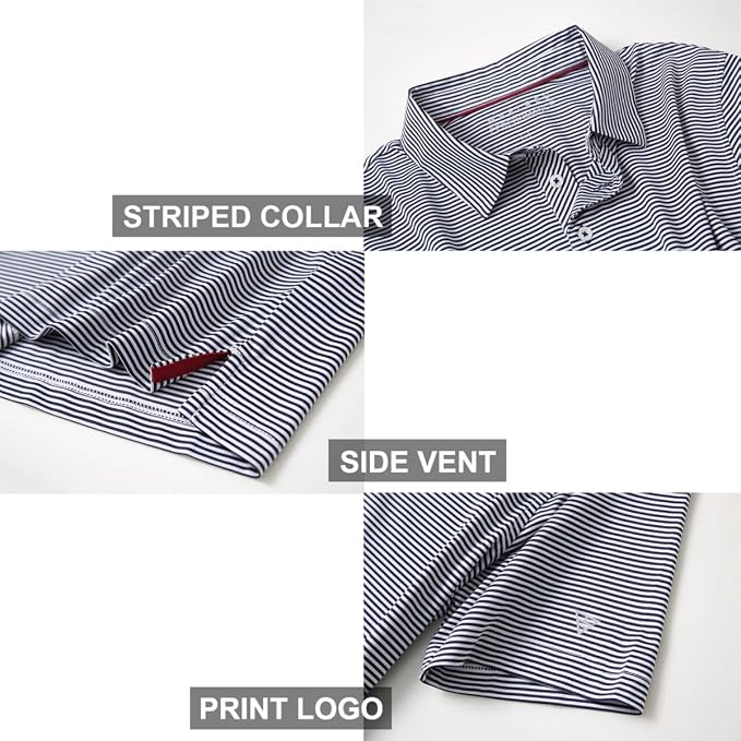 Golf Shirts for Men Dry Fit Short Sleeve Print Performance Moisture Wicking - Image 4