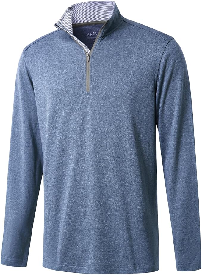 M MAELREG Quarter Zip Golf Pullover Men Dry Fit Long Sleeve Performance Wicking by MAELREG