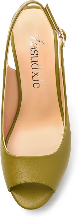 Womens Peep Toe Wedge Heels Matte Fashion Cork Slingback Pumps Platform Wedge - Image 3