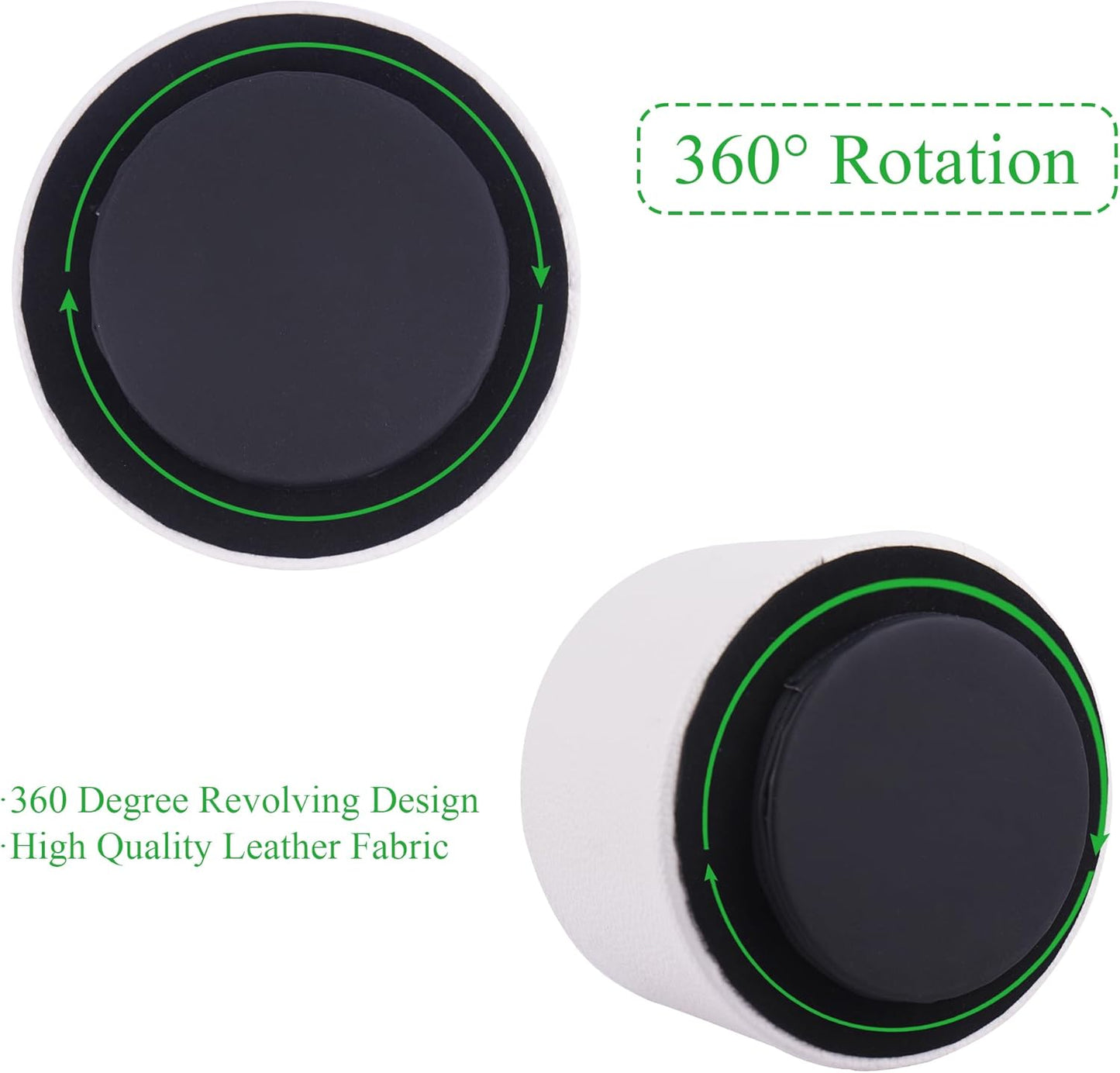 Hennaja Round Leather Art Supply Organizer,Remote Control Holder,360 Degree Spinning,Multi-Functional Pencil Holder,4 Compartments Desktop Stationary Organizer(1-Lichee White)