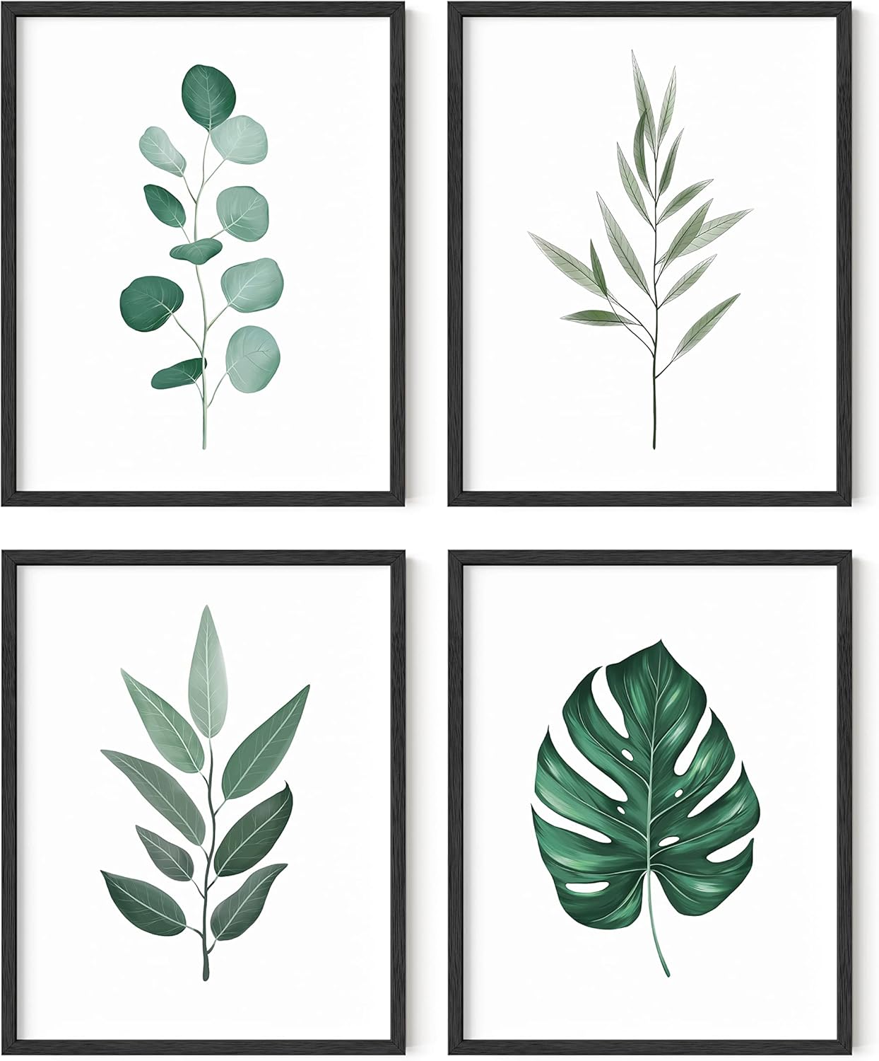 HAUS AND HUES Plant Wall Art - Botanical Prints, Green Wall Art Collection Set, Plant Pictures, Leaves Paintings (11x14, UNFRAMED)