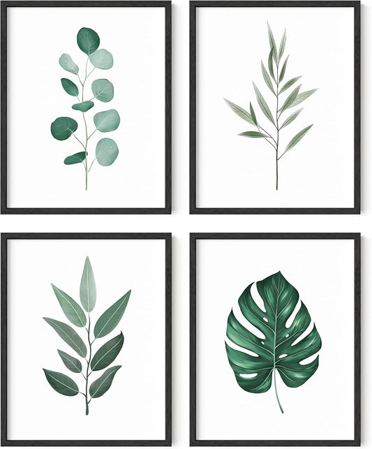 HAUS AND HUES Plant Wall Art - Botanical Prints, Green Wall Art Collection Set, Plant Pictures, Leaves Paintings (11x14, UNFRAMED)